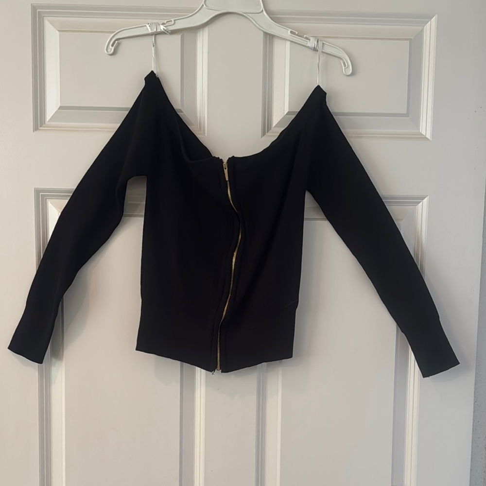 DNA Couture Black Off-the-Shoulder Long Sleeve Bodysuit